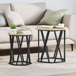 Berkfield Home Side Tables 2 pcs Sonoma Oak Engineered Wood in Brown - thumbnail 1