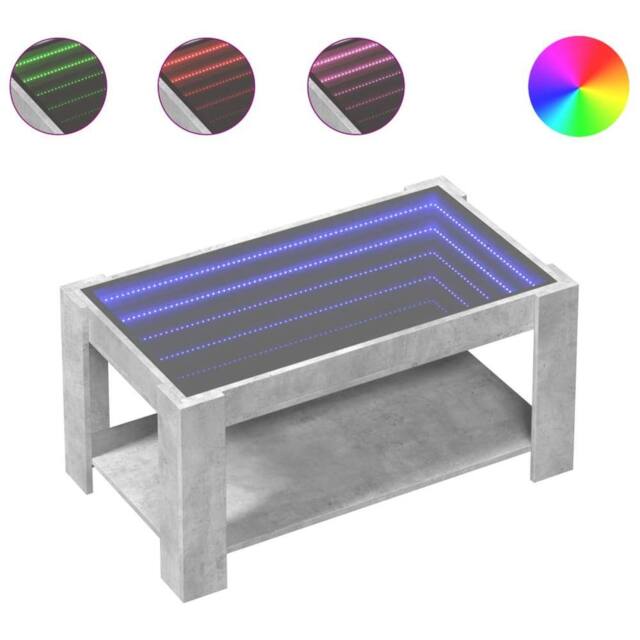 Berkfield Home Coffee Table with LED Concrete Grey 93x53x45 cm Engineered Wood - Size: 93 x 53 x 45 cm - image 1