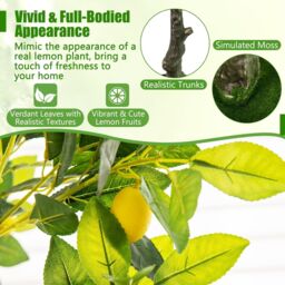 Gymax Artificial Lemon Tree 160 CM Greenery Potted Plant With 27 Lemon Fruits in Green - thumbnail 3
