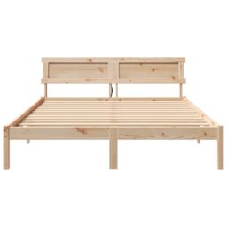 Berkfield Home with LED Strip Lights with Headboard Brown 140 x 200 cm Pine wood - thumbnail 5