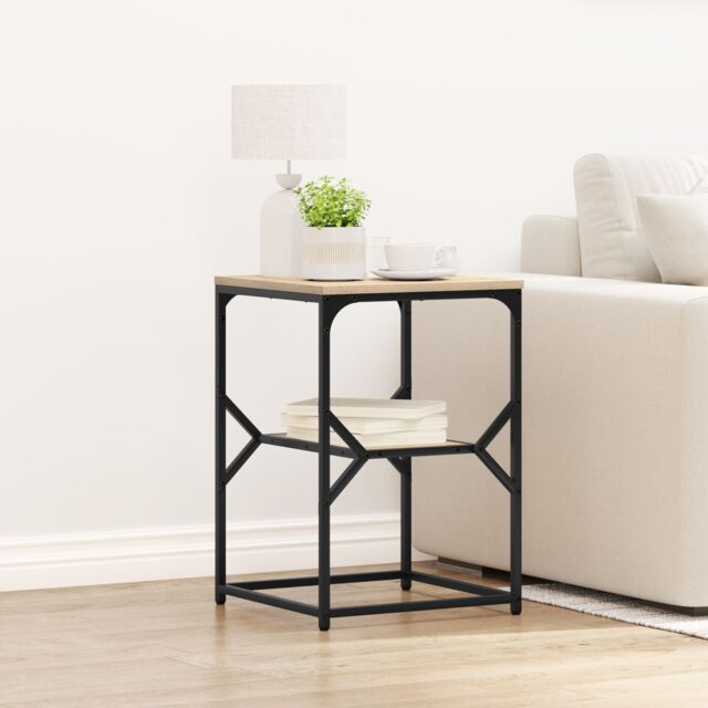 Berkfield Home Side Table Sonoma Oak 41x40x60 cm Engineered Wood in Black - Size: 41 x 40 x 60 cm - image 1