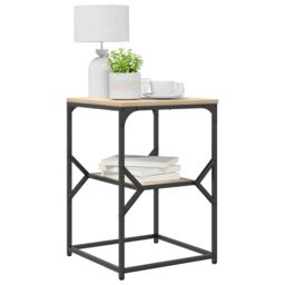 Berkfield Home Side Table Sonoma Oak 41x40x60 cm Engineered Wood in Black - Size: 41 x 40 x 60 cm - thumbnail 3