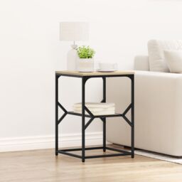 Berkfield Home Side Table Sonoma Oak 41x40x60 cm Engineered Wood in Black - Size: 41 x 40 x 60 cm