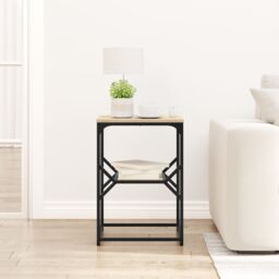 Berkfield Home Side Table Sonoma Oak 41x40x60 cm Engineered Wood in Black - Size: 41 x 40 x 60 cm - thumbnail 4