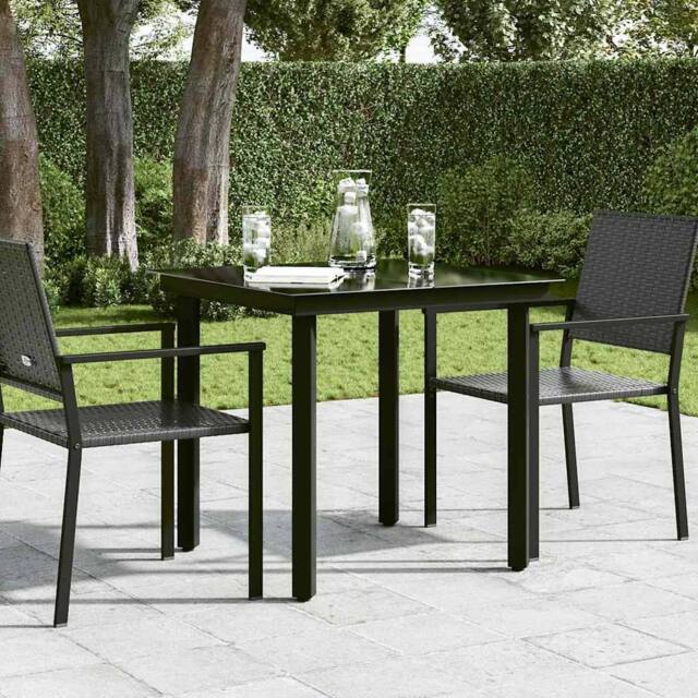 Berkfield Home Classic Garden Dining Table Black 80x80x74 cm Steel & Glass - Size: 80 x 80 x 74 cm - image 1