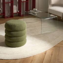 Wyld and Coco Bouclé Round Pouffe Green - One Size