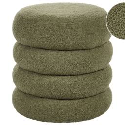Wyld and Coco Bouclé Round Pouffe Green - One Size - thumbnail 2