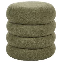 Wyld and Coco Bouclé Round Pouffe Green - One Size - thumbnail 3