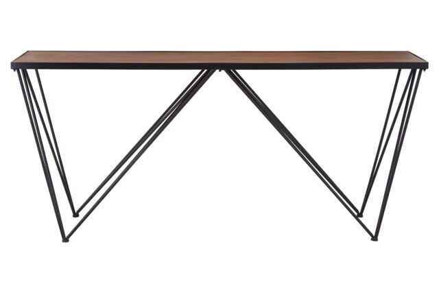 Orsina Rectangular Console Table, Metal & Wood Console Table, Industrial Console Table, Wood Top Console Table in Black - image 1