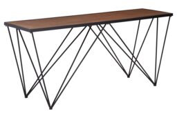 Orsina Rectangular Console Table, Metal & Wood Console Table, Industrial Console Table, Wood Top Console Table in Black - thumbnail 2