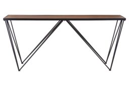 Orsina Rectangular Console Table, Metal & Wood Console Table, Industrial Console Table, Wood Top Console Table in Black - thumbnail 1