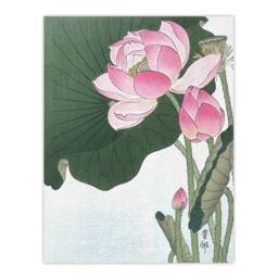 "Artery8 Blooming Lotus Flowers Vintage Japan Wall Art Print Ohara Koson in Green - Size: W12"" x H16""" - thumbnail 1