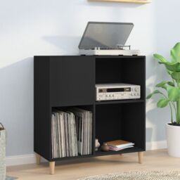 Berkfield Home Record Cabinet Black 84.5x38x89 cm Engineered Wood - thumbnail 1