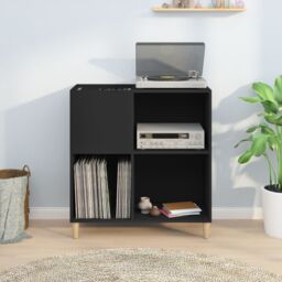 Berkfield Home Record Cabinet Black 84.5x38x89 cm Engineered Wood - thumbnail 3