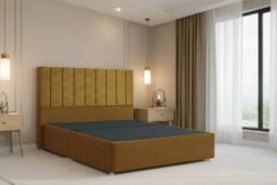 "Chester & Oakley Lunar Plush Divan Bed Base 2 Drawers Foot-End - 54"" Headboard in Mustard - Size: Small Double" - thumbnail 3