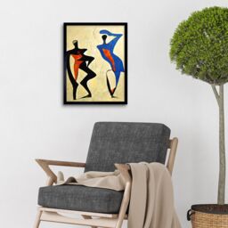 "Artery8 Wall Art Print Two Figures Dancing Modern Abstract Painting Art Framed in Black - Size: W12"" x H16""" - thumbnail 2