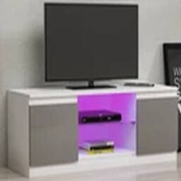 Kelvenix TV Unit Stand Cabinet Sideboard Grey High Gloss Door - thumbnail 4