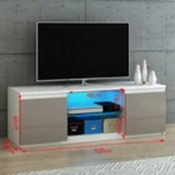 Kelvenix TV Unit Stand Cabinet Sideboard Grey High Gloss Door - thumbnail 2