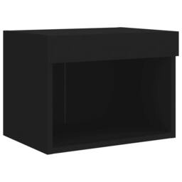 Berkfield Home Bedside Cabinet with LED Lights Wall-mounted Black - thumbnail 6
