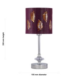First Choice Lighting Chrome Jewelled Table Lamp with Burgundy Fern Shade in Silver - thumbnail 6