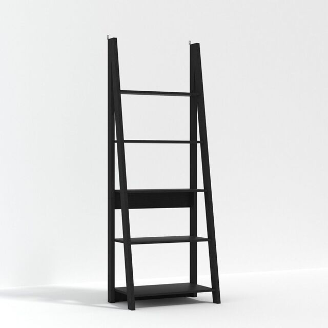 Lemon Pavilion Furniture Tiva Ladder Bookcase - MDF - L38.6 x W64 x H175.4 cm - Black - Size: 1 Pack - image 1
