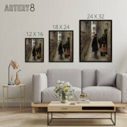 "Artery8 Narrow Street in Venice John Singer Sargent Framed Canvas Wall Art in Grey - Size: W12"" x H16""" - thumbnail 4