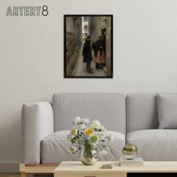 "Artery8 Narrow Street in Venice John Singer Sargent Framed Canvas Wall Art in Grey - Size: W12"" x H16""" - thumbnail 3