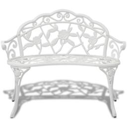 Berkfield Home Charming Garden Bench 100 cm Cast Aluminium White - thumbnail 3