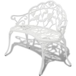 Berkfield Home Charming Garden Bench 100 cm Cast Aluminium White - thumbnail 2