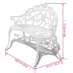 Berkfield Home Charming Garden Bench 100 cm Cast Aluminium White - thumbnail 4