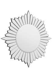 MirrorOutlet Sunburst All Glass Modern Design Round Mirror 80 x 80 CM in Silver - Size: 1 Pack - thumbnail 4