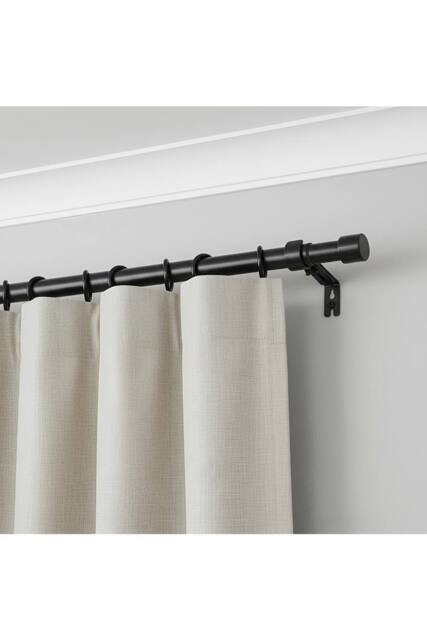 Living and Home Glossy Black Metal Telescopic Curtain Rod with Brackets - Size: 70 cm - 120 cm - image 1
