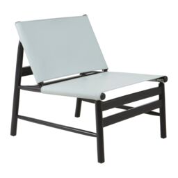 Orsina Grey Plain Cow Leather Chair With Black Wooden Frame, Armchair With Curved Legs, Ideal For Outdoor Spaces - thumbnail 3