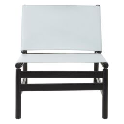 Orsina Grey Plain Cow Leather Chair With Black Wooden Frame, Armchair With Curved Legs, Ideal For Outdoor Spaces - thumbnail 6