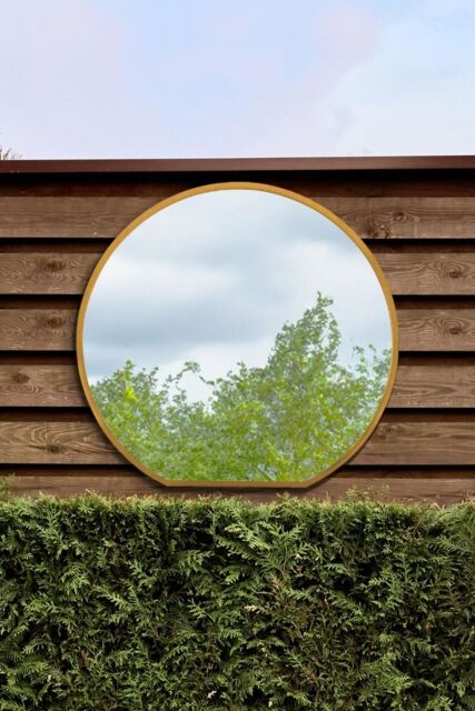 MirrorOutlet Gold Framed Flat Bottom Circular Garden Wall Mirror (105CM X 100CM) - Size: 1 Pack - image 1