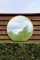 MirrorOutlet Gold Framed Flat Bottom Circular Garden Wall Mirror (105CM X 100CM) - Size: 1 Pack - thumbnail 1