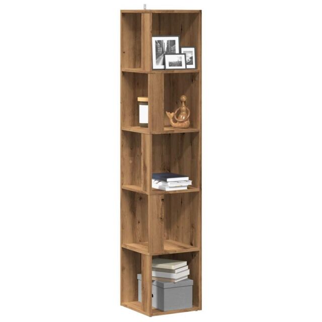 Berkfield Home Corner Cabinet Artisan Oak 33x33x165 cm Engineered Wood in Brown - Size: 33 x 33 x 165 cm - image 1