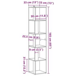 Berkfield Home Corner Cabinet Artisan Oak 33x33x165 cm Engineered Wood in Brown - Size: 33 x 33 x 165 cm - thumbnail 9