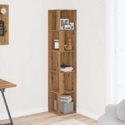 Berkfield Home Corner Cabinet Artisan Oak 33x33x165 cm Engineered Wood in Brown - Size: 33 x 33 x 165 cm - thumbnail 3