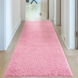 THE RUGS Pink Plain Soft High Pile Shaggy Rugs & Runners Living Room Bedroom - Size: 120 cm x 170 cm - thumbnail 8