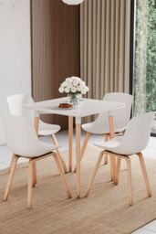 Home Discount Vida Designs Batley 2 Seater Square Dining Table MDF Solid Beech Wood Dining Kitchen Furniture in White - thumbnail 4