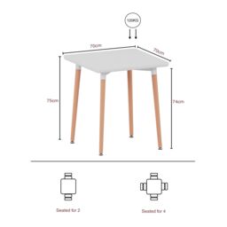 Home Discount Vida Designs Batley 2 Seater Square Dining Table MDF Solid Beech Wood Dining Kitchen Furniture in White - thumbnail 3