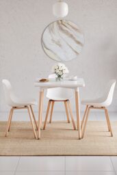 Home Discount Vida Designs Batley 2 Seater Square Dining Table MDF Solid Beech Wood Dining Kitchen Furniture in White - thumbnail 2