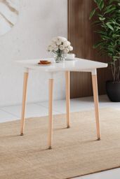 Home Discount Vida Designs Batley 2 Seater Square Dining Table MDF Solid Beech Wood Dining Kitchen Furniture in White