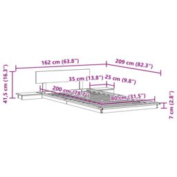 Berkfield Home Floor Bed Frame with Bedside Tables Wax Brown 80x200cm Solid Wood - Size: 80x200 cm - thumbnail 9