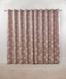 New Edge Blinds Element Geo Thermal Blackout Eyelet Curtains in Pink - Size: 168 cm width x 229 cm drop - thumbnail 3