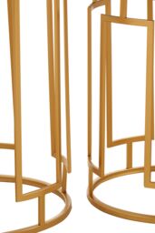 Orsina Set Of 2 Mirrored Top Round Side Tables, Gold Nesting Tables For Lounge, Bohemian Accent Tables, Small Tables - thumbnail 4