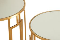 Orsina Set Of 2 Mirrored Top Round Side Tables, Gold Nesting Tables For Lounge, Bohemian Accent Tables, Small Tables - thumbnail 5