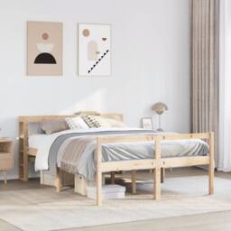 Berkfield Home Senior Bed with Headboard without Mattress 140x190 cm in Natural - thumbnail 2