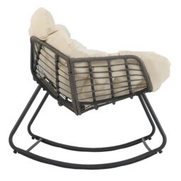 Costway Outdoor Rocking Chair Oversized Patio PE Wicker Egg Chair in Beige - thumbnail 8